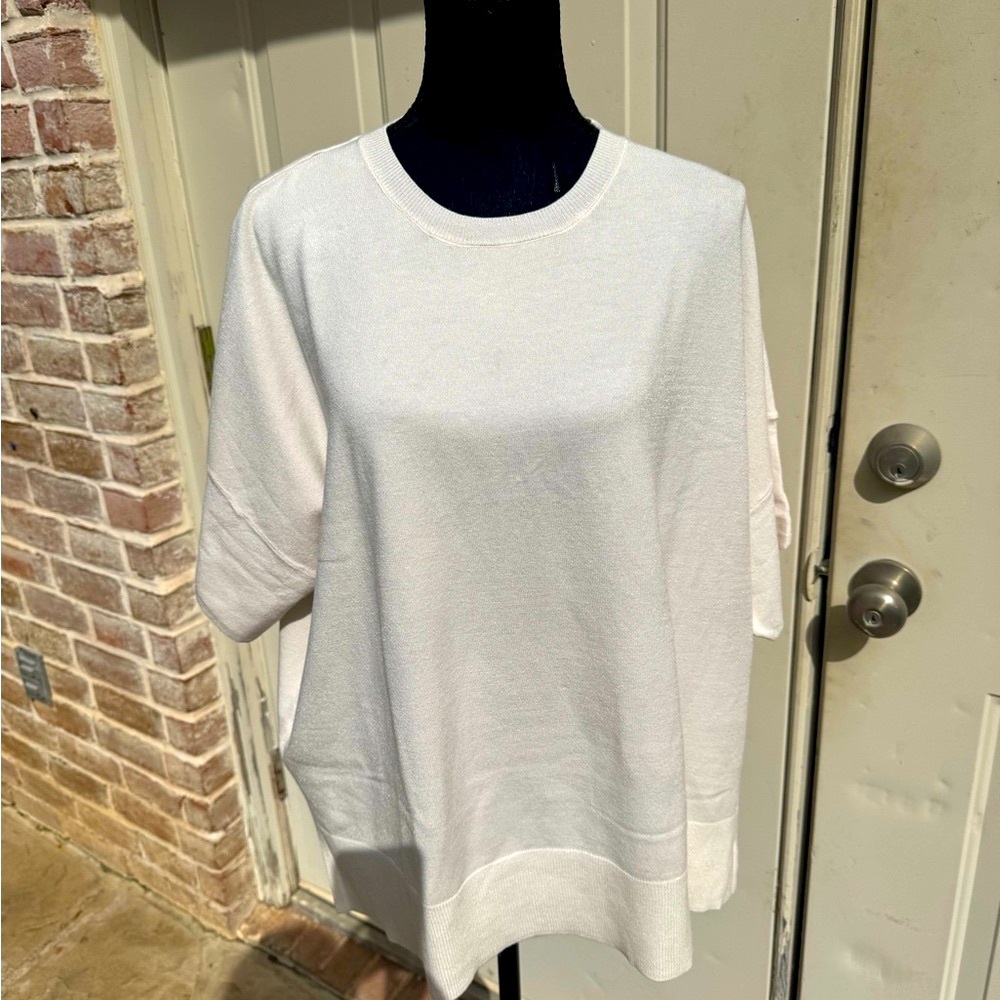 Splendid, Short Sleeve, Sweater, Cream, Size XL